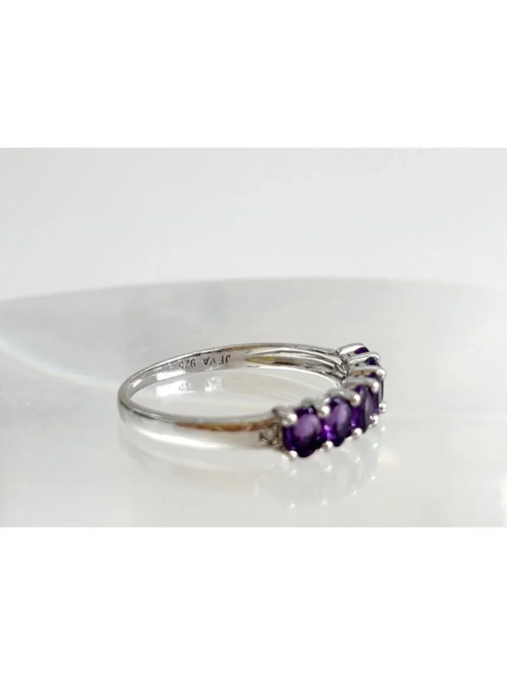 Thai Made Amethyst Gemstone Oval Cut Sterling Silver 925 Vintage Ring - sz 7.75